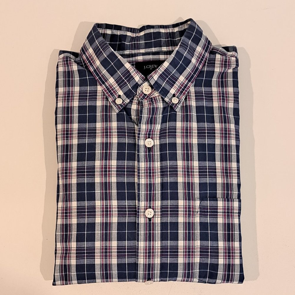 J. Crew Men's Medium Fitted Long Sleeve Button Down Plaid Shirt Style E5678